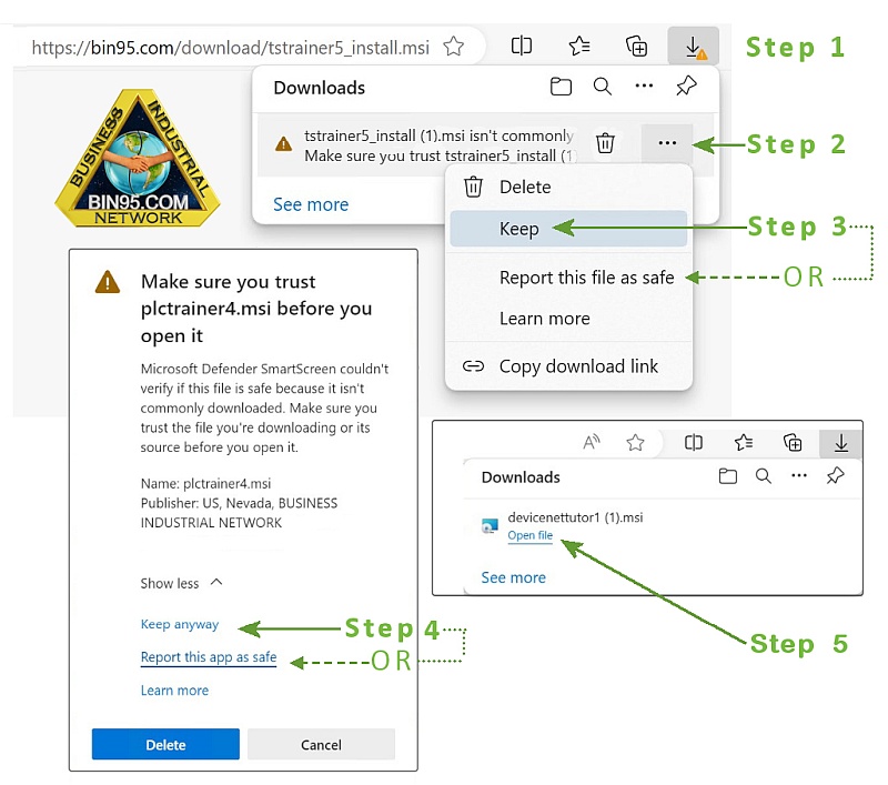 ms edge not typically downloaded warning