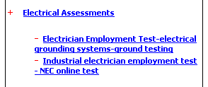 Assessment tested lare isted under each category after clicking category name.