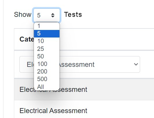 show number of tests