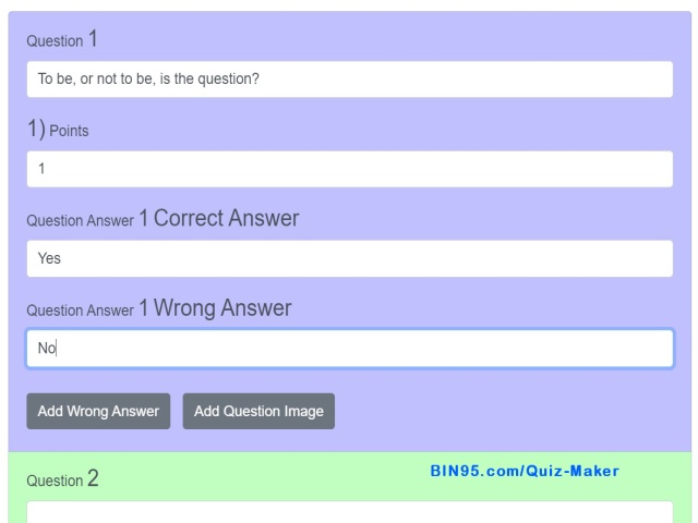 enter test question and answers