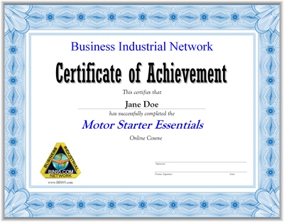 Motor Starters Course Certificate
